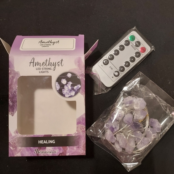 ⭐⭐ READ!!⭐NWT, " Harmonia " AMETHYST LED STRING LIGHTS, with Remote - Picture 4 of 7